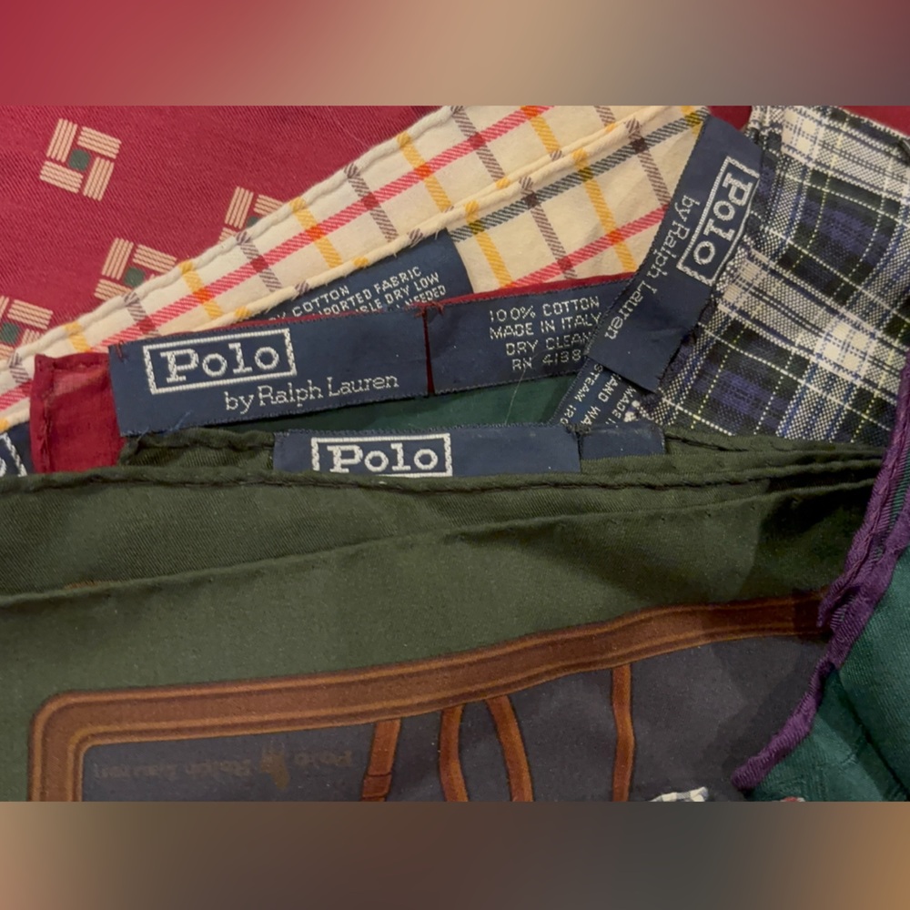 13 Polo Ralph Lauren silk pockets squares